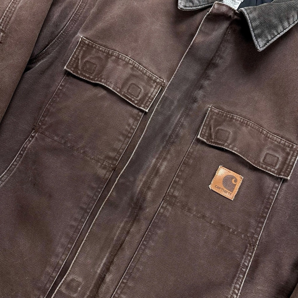 Carhartt C26 DKB Jacket Mens Large Brown Duck Canvas Arctic Quilt Lined Workwear - Picture 10 of 16